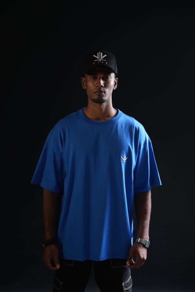 Man in Blue Tee Candid